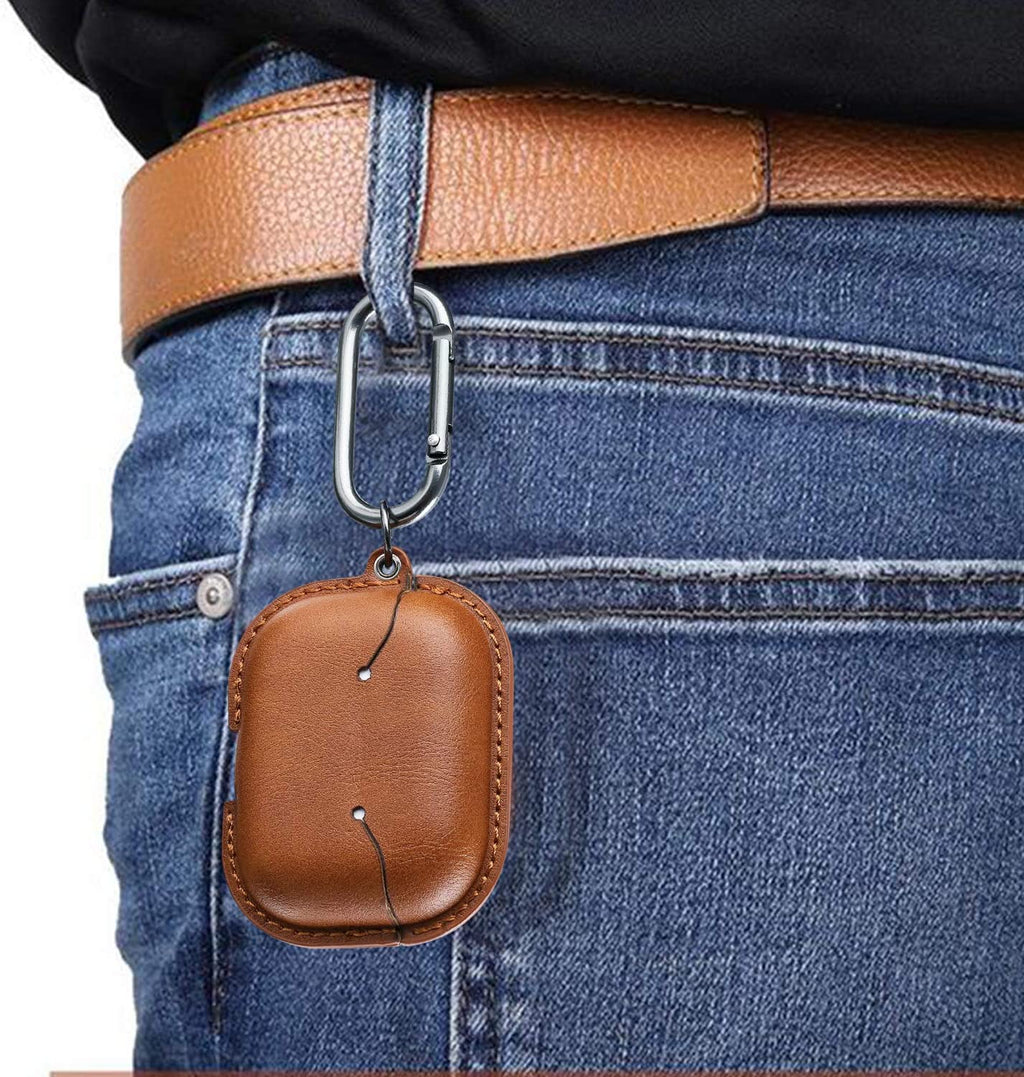 for Airpods Pro 2 Case Leather, Airpods Pro Leather Case Cover with Keychain Airpod Strap Compatible with Apple Airpod Pros 2Nd Generation 2023 2022/Airpods Pros 2019 (Front LED Visible), Brown